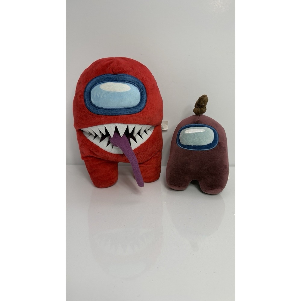 Toikido Among Us Plush Red Imposter 10"  Stuffed Monster With Tongue + 1 More